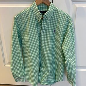 Ralph Lauren Men's Green Plaid Button-Down Shirt